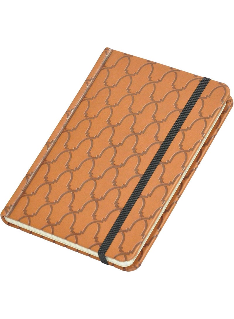 FIS Notebook With Elastic Band Italian PU Cover, Ivory Paper, 5 mm Square, Brown Color, 96 Sheets With Gift Box, A6 Size - Image 1